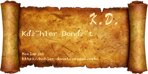 Köhler Donát névjegykártya